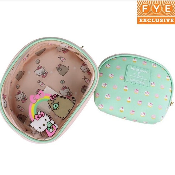 NWT Hello Kitty x Pusheen Loungefly FYE Exclusive Makeup Bags Set - Picture 1 of 6